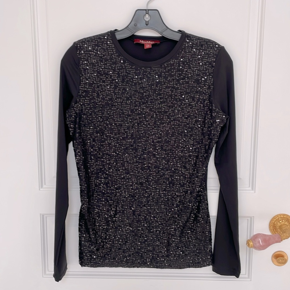 Max Mara Black Sequin Top